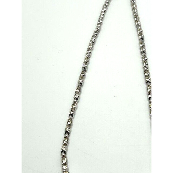 Vintage Silver Tone Bogoff Rhinestone Art Deco Style Drop Necklace - Picture 5 of 11